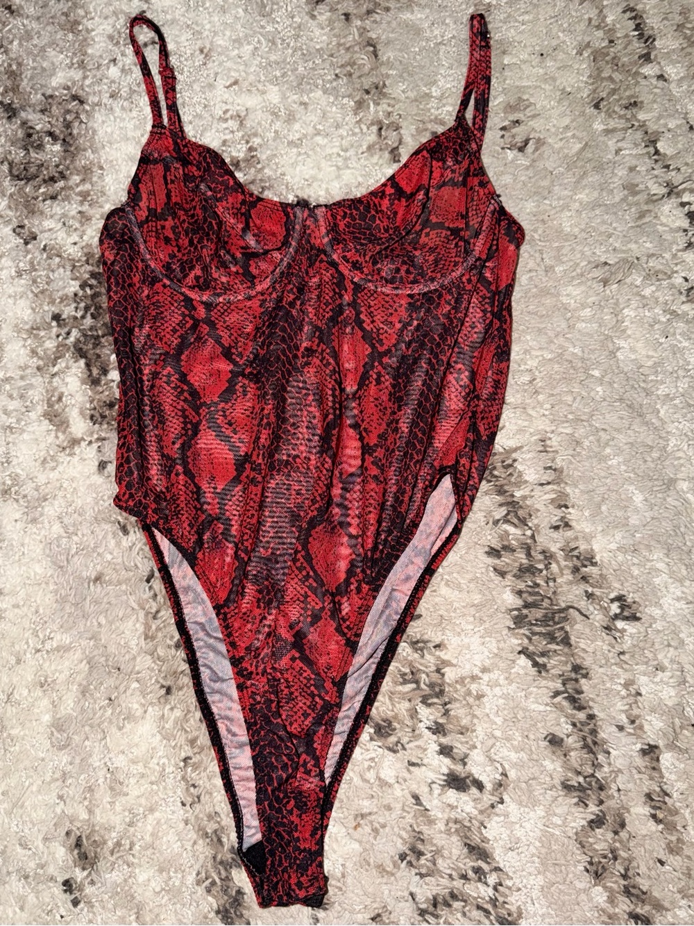 Red Snake-Print Kids One-Piece Swimsuit